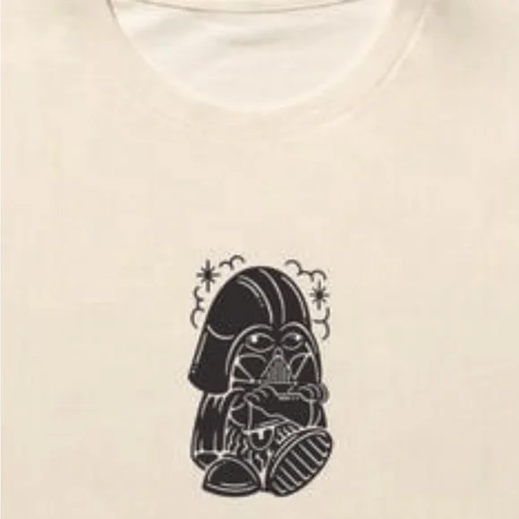 New (NWOT) Baby Dark Vader Star Wars Cream Crop Top - Picture 2 of 7